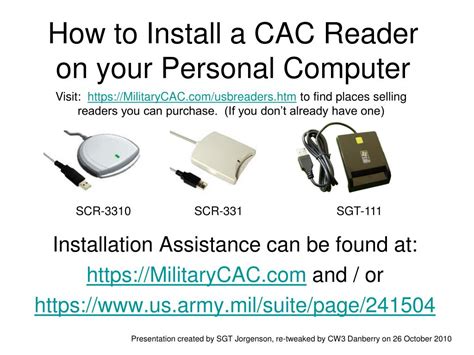 how to instal smart card reader|army cac reader install.